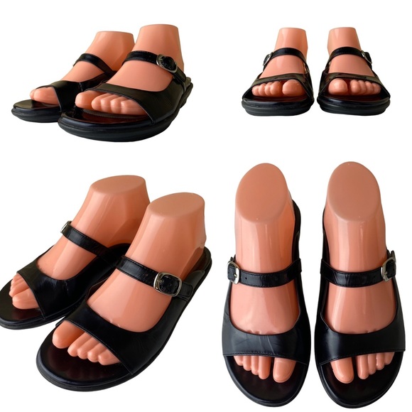 Dansko Crinkle Patent Leather BLACK Slip On Sandals - Picture 5 of 16